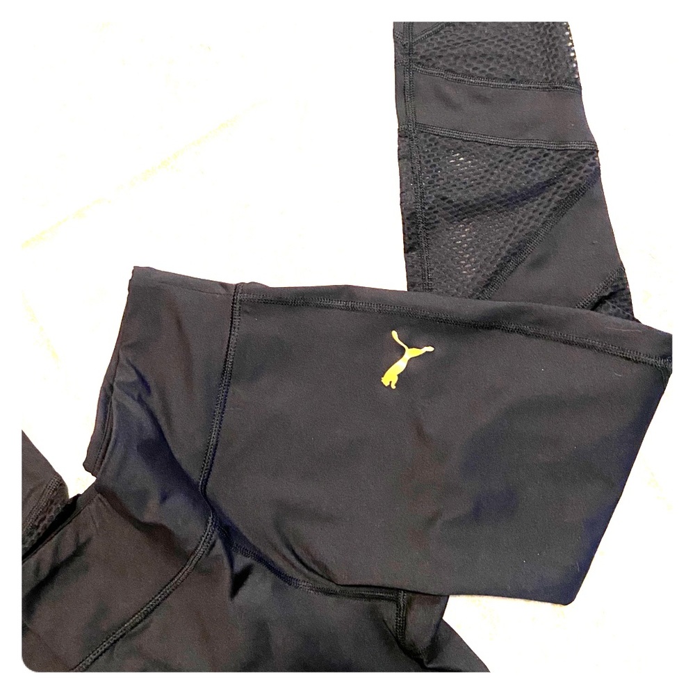 Black Puma Leggings Mesh Cut Out NWOT Full Length